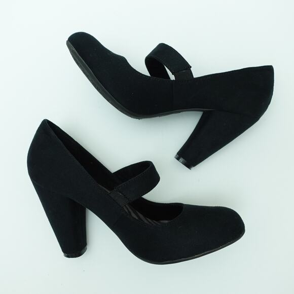 Y-Not? Womens Davina Mary Jane Shoes Round Toe Block Heel Suede Black Size 9 - Picture 2 of 8